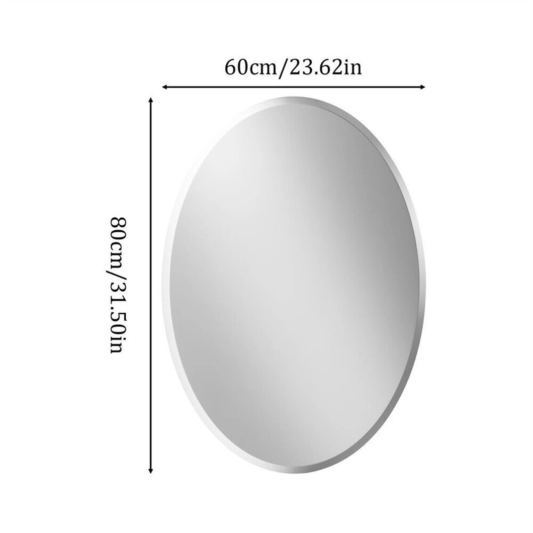 BORWART Frameless Oval Vanity Mirror With Beveled Silver Edge