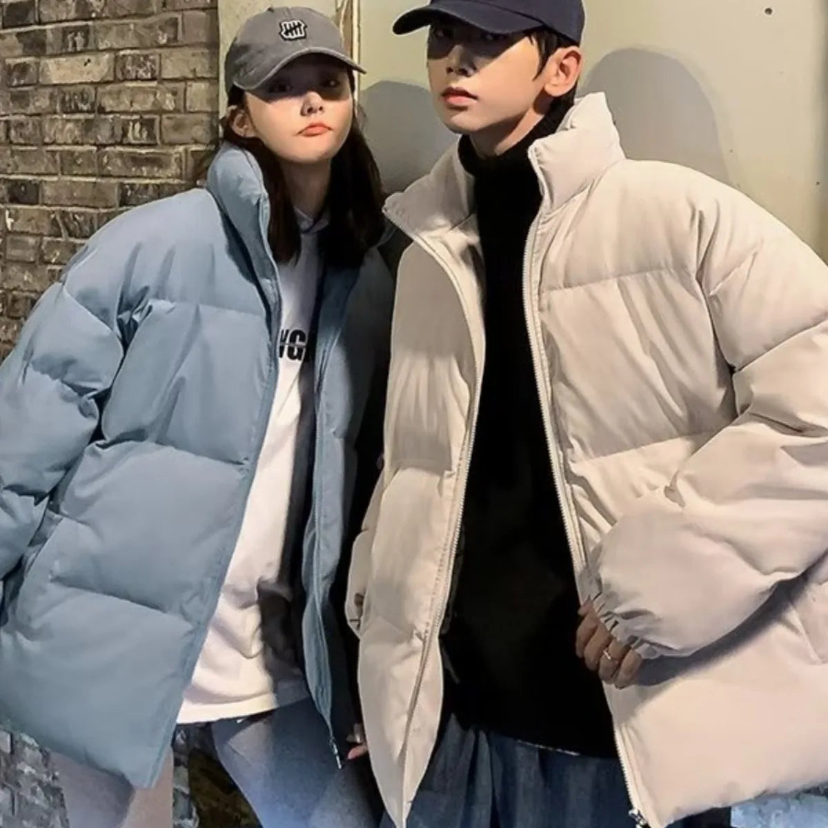 NONECN Winter Thick Plush Cotton Jacket For Lovers