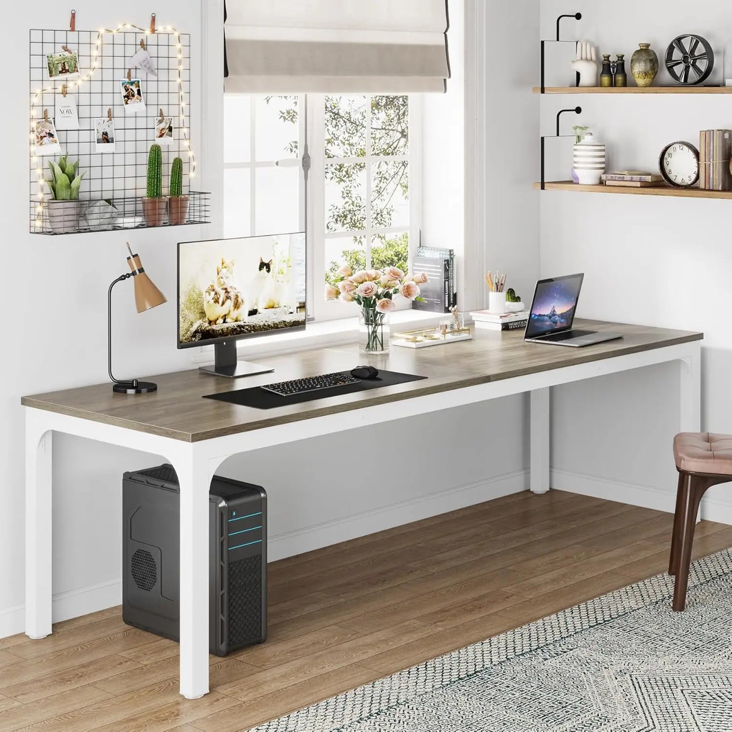 LITTLE TREE Two Person Computer Desk For Home Office