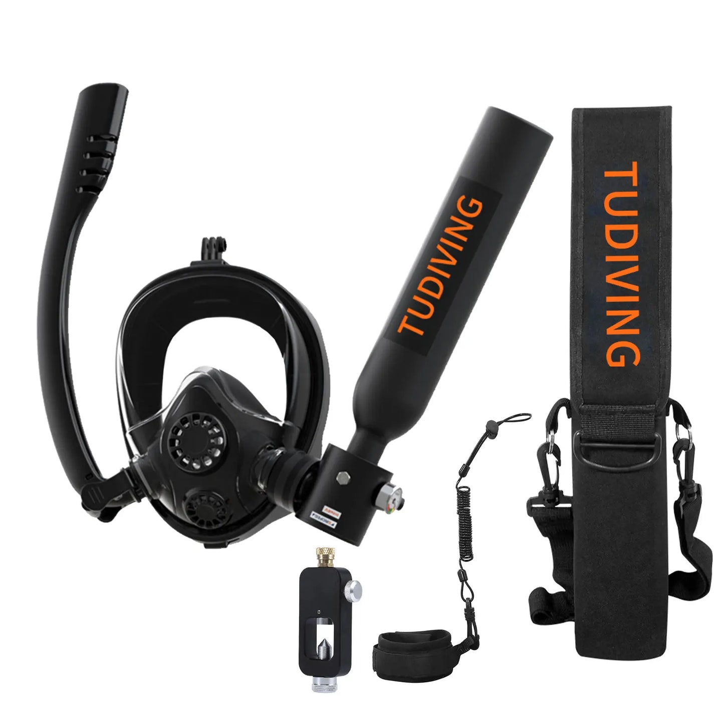TUDIVING Mini Scuba Tank Set With Full Face Snorkel Mask