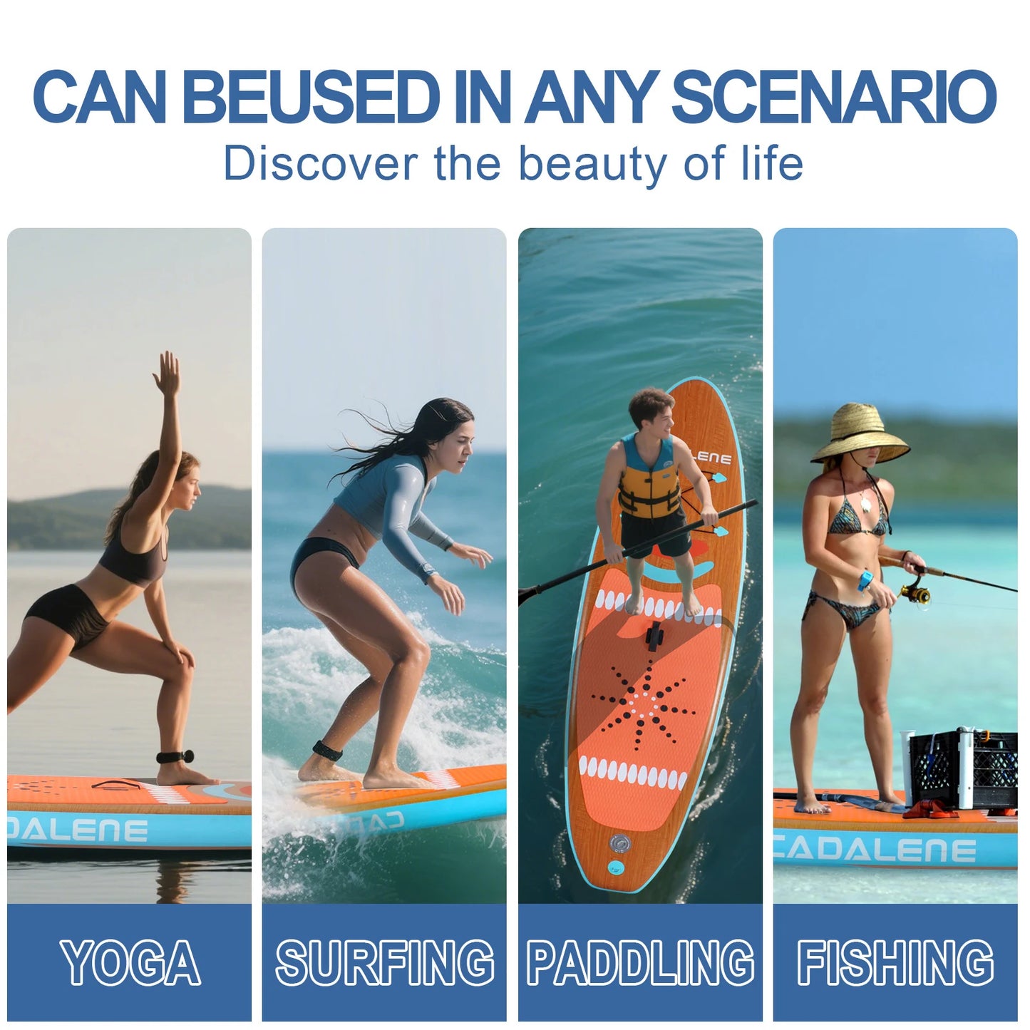 CADALENE Inflatable Stand Up Paddle Board With Non Slip Deck