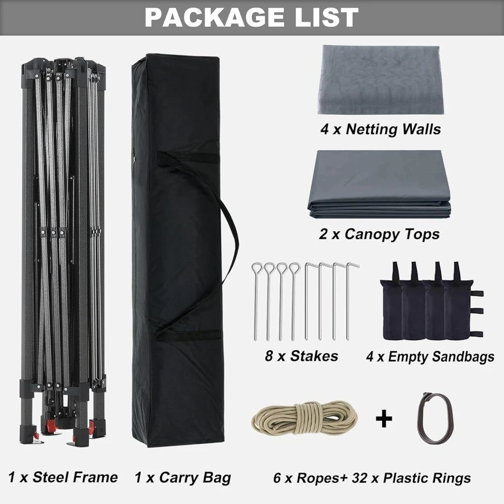 NONECN Pop Up Gazebo Outdoor Canopy Tent Mosquito Net