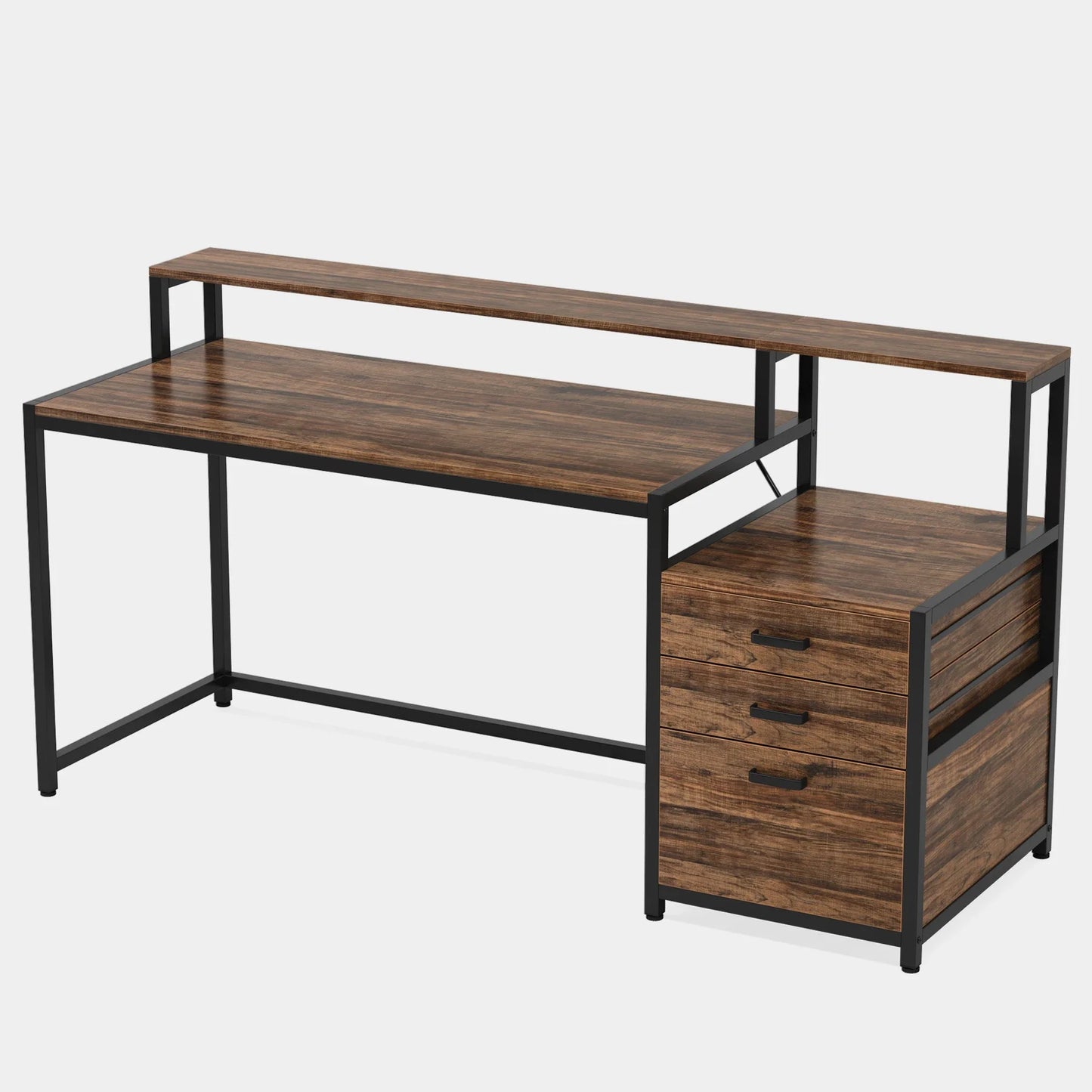 Tribesigns Computer Desk With File Drawer and Monitor Stand