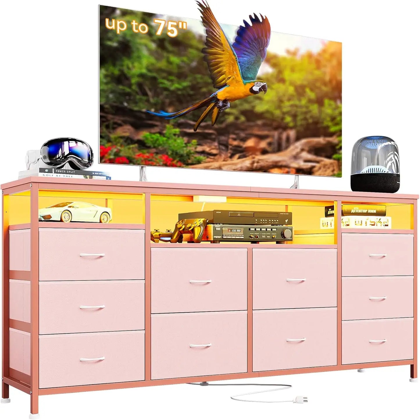 Studyset 10 Drawer Dresser TV Stand Entertainment Center