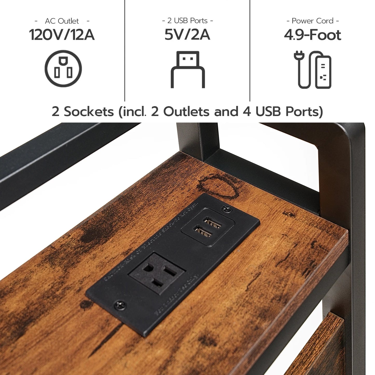Headboard With Two Outlets And Four USB Ports Adjustable Height