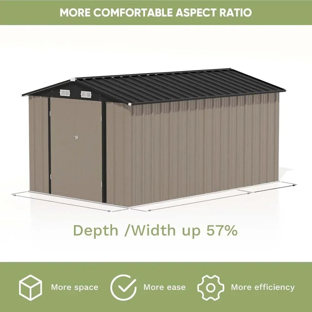 Metal Outdoor Storage Shed With Lockable Doors For Garden Tools