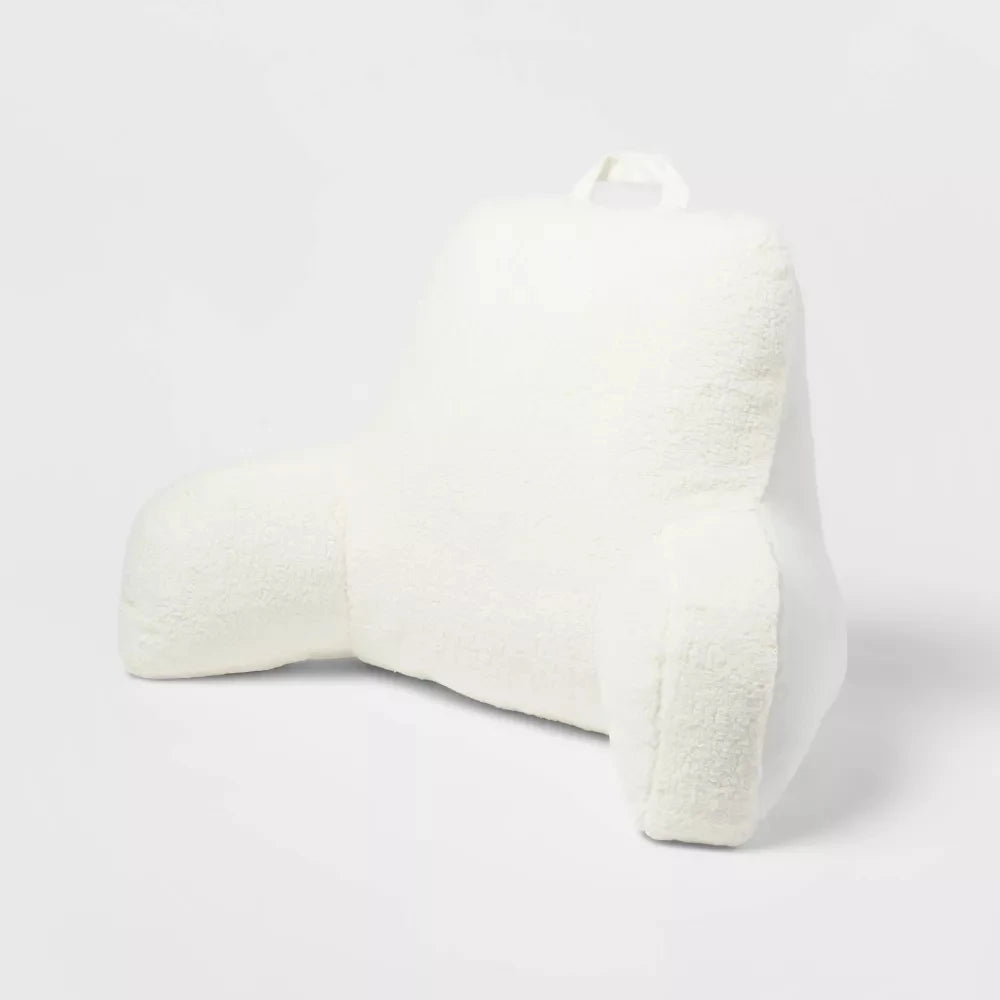 Faux Shearling Back Rest Pillow With Arms For Reading