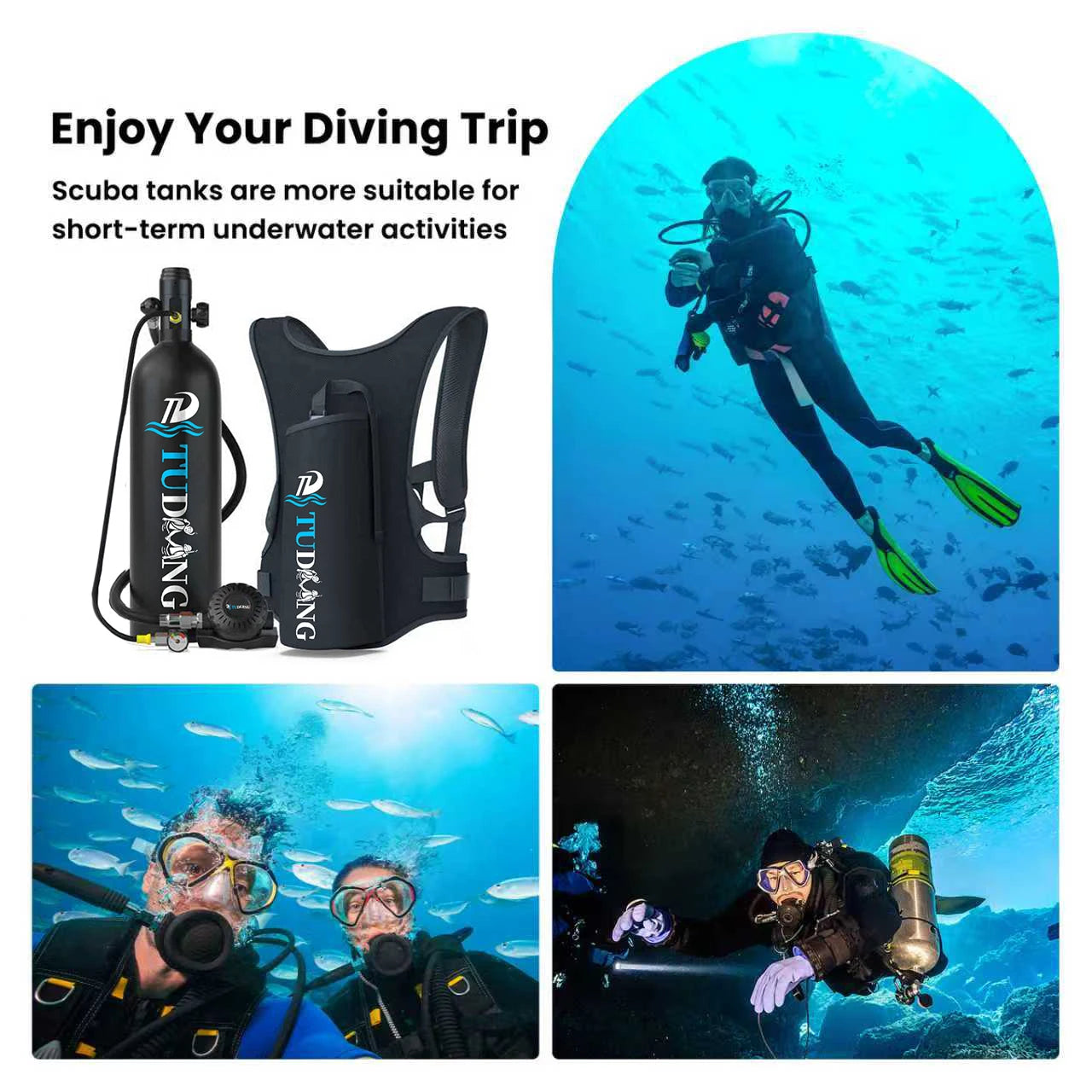 TUDIVING S700Plus Portable Scuba Tank Support 30-45 Min Breathing