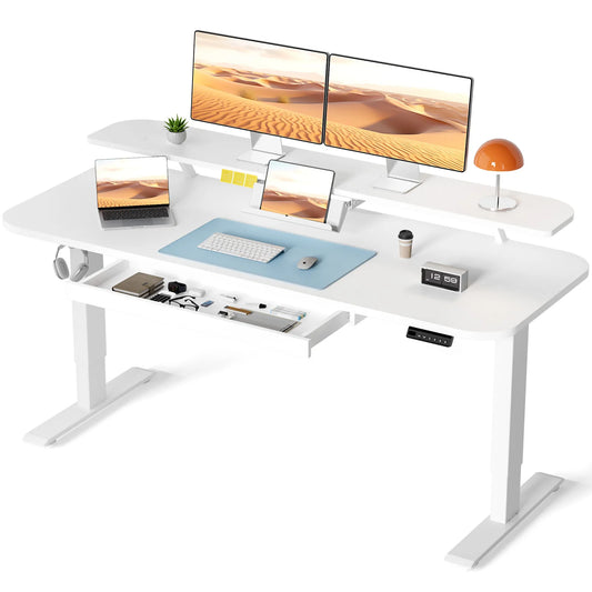Electric Standing Desk With Drawers Sit Stand Height Adjustable Desk