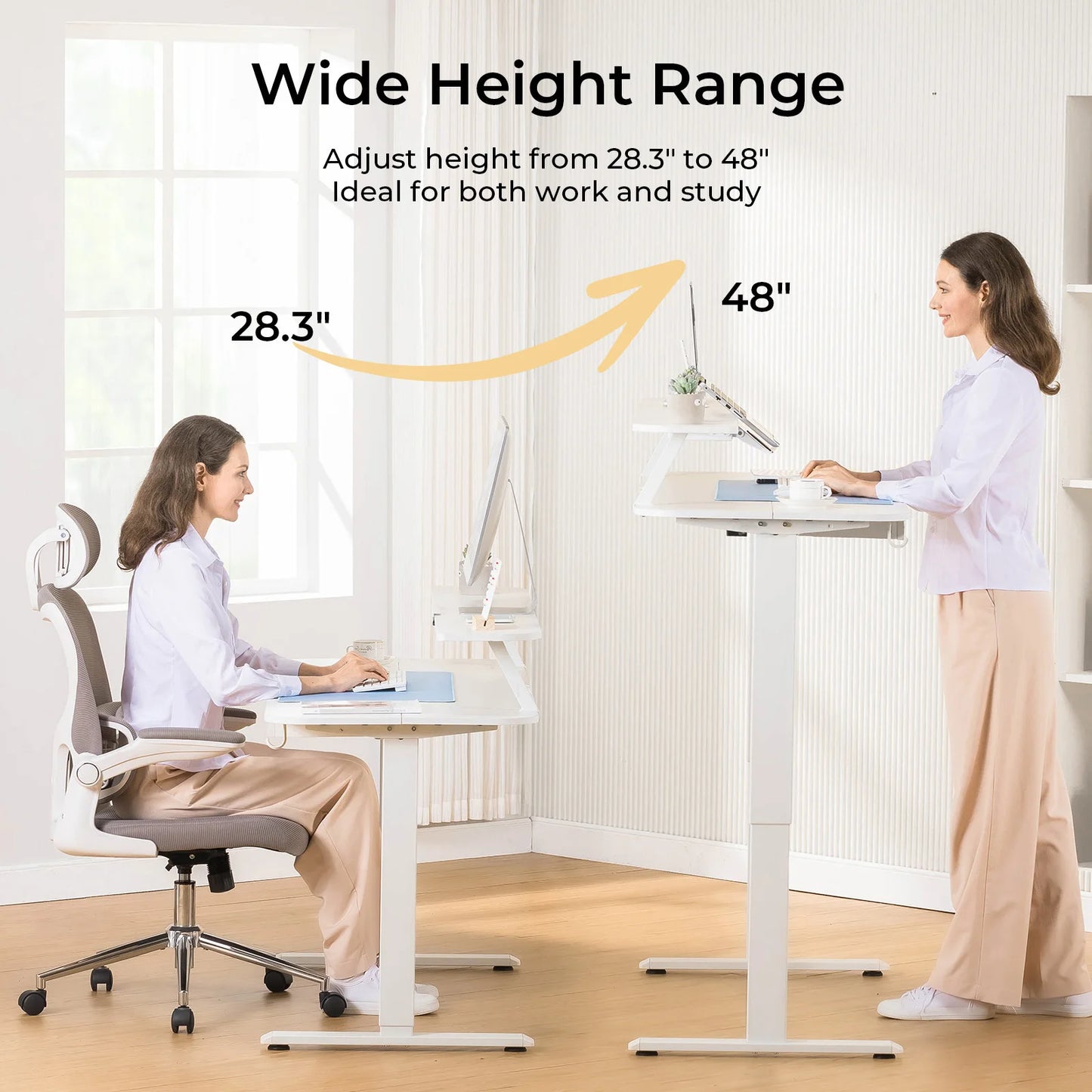 Electric Standing Desk With Drawers Sit Stand Height Adjustable Desk