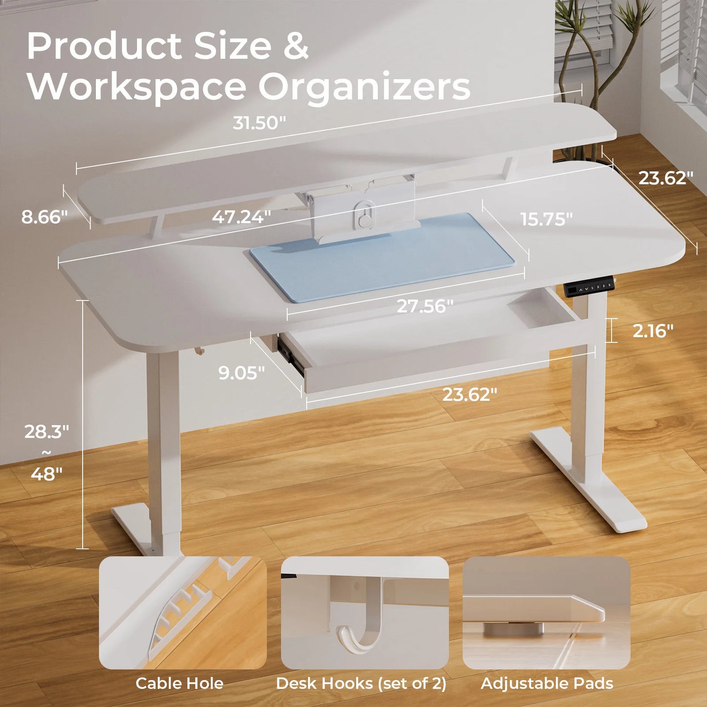 Electric Standing Desk With Drawers Sit Stand Height Adjustable Desk