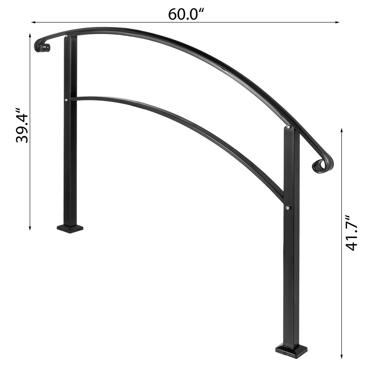 Wrought Iron Outdoor Handrail With Installation Kit