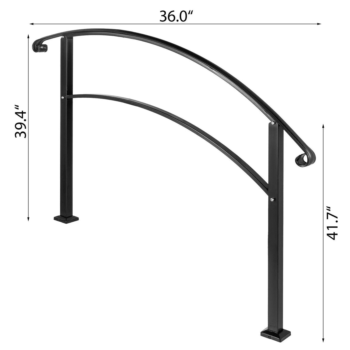 Wrought Iron Outdoor Handrail With Installation Kit
