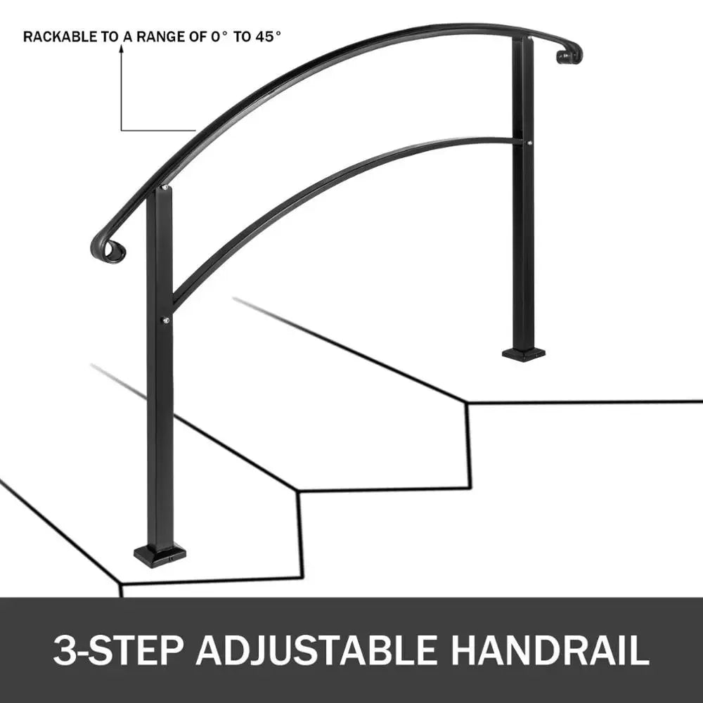 Wrought Iron Outdoor Handrail With Installation Kit