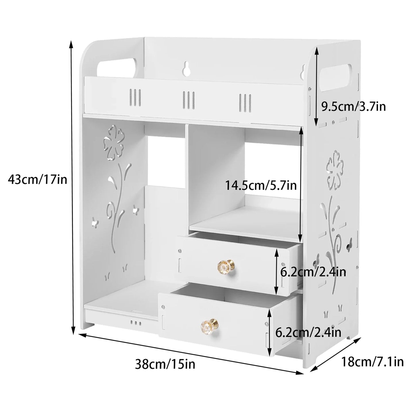 Bathroom Wall Mounted Cabinet With 2 Drawers For Storage