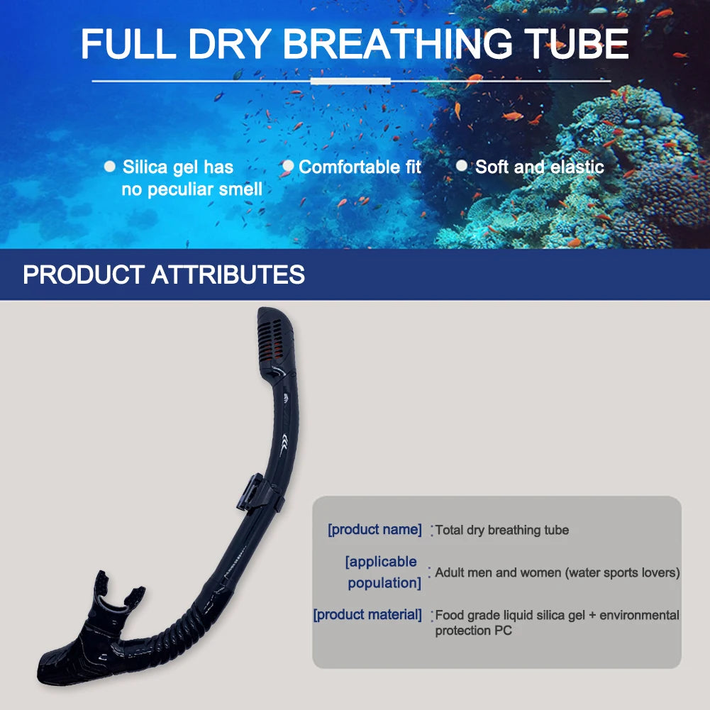 VKTECH Diving Snorkel Full Dry Mouthpiece Silicone Snorkeling Gear