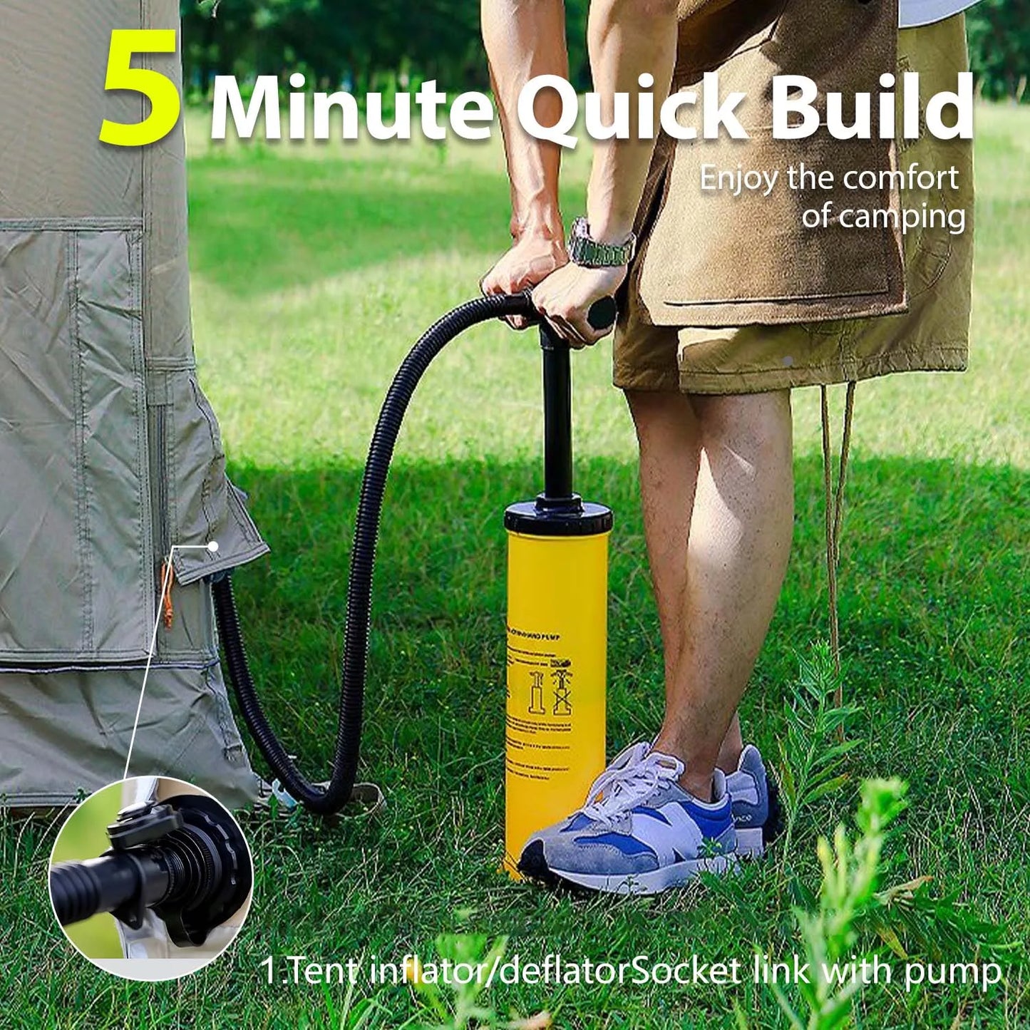 Inflatable Camping Tent With TPU Skylight Mesh Windows And Pump