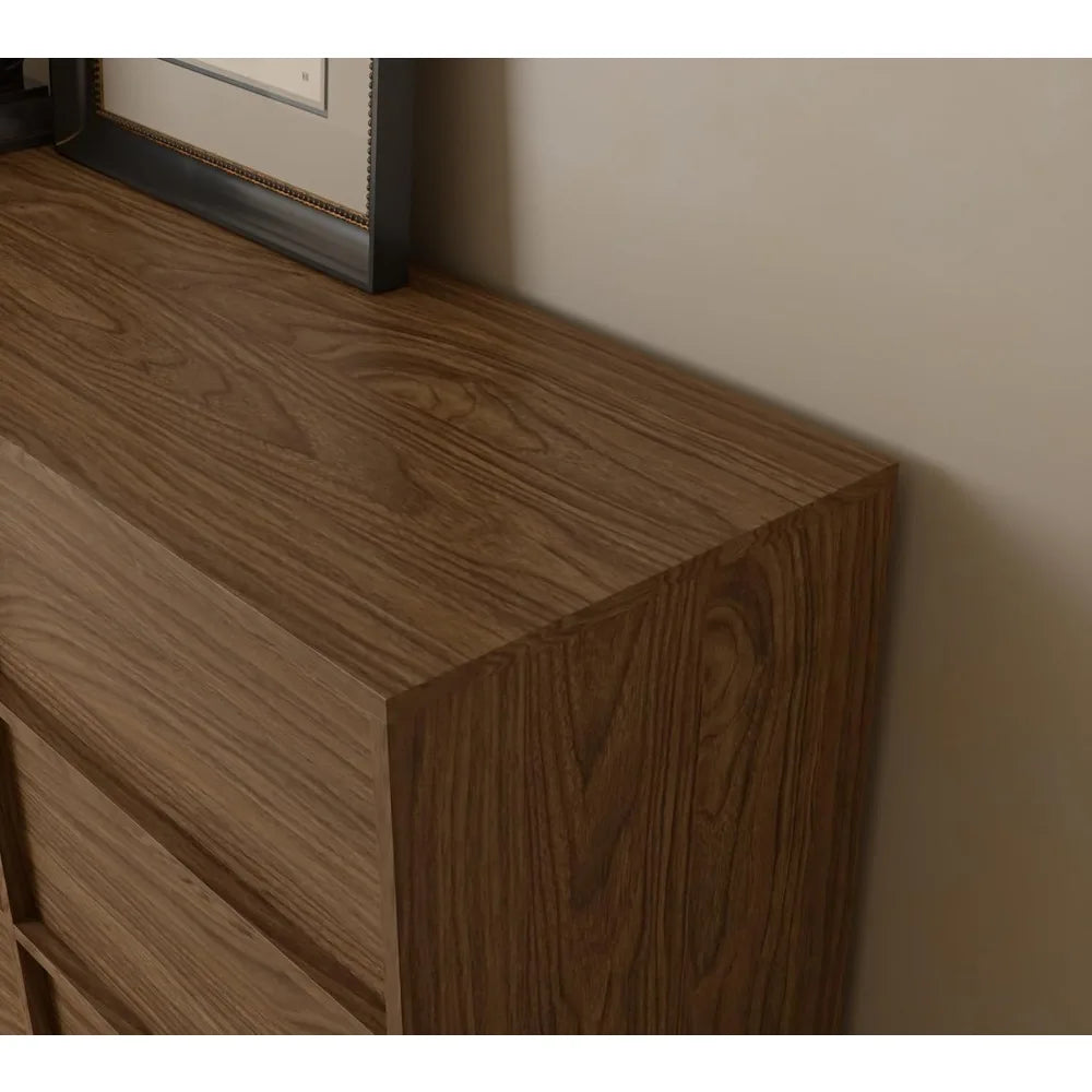9 Drawer Walnut Dresser for Bedroom Storage and Organization