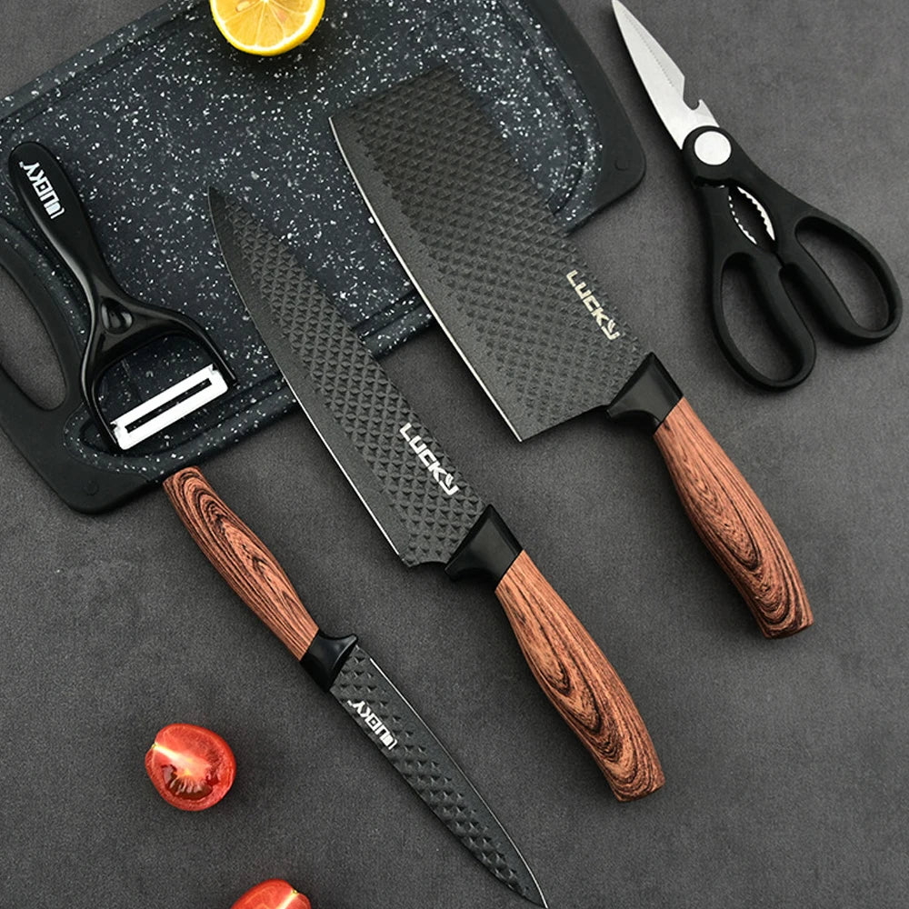 MDHAND 6 Piece Kitchen Knife Set Stainless Steel With Non Slip Handle