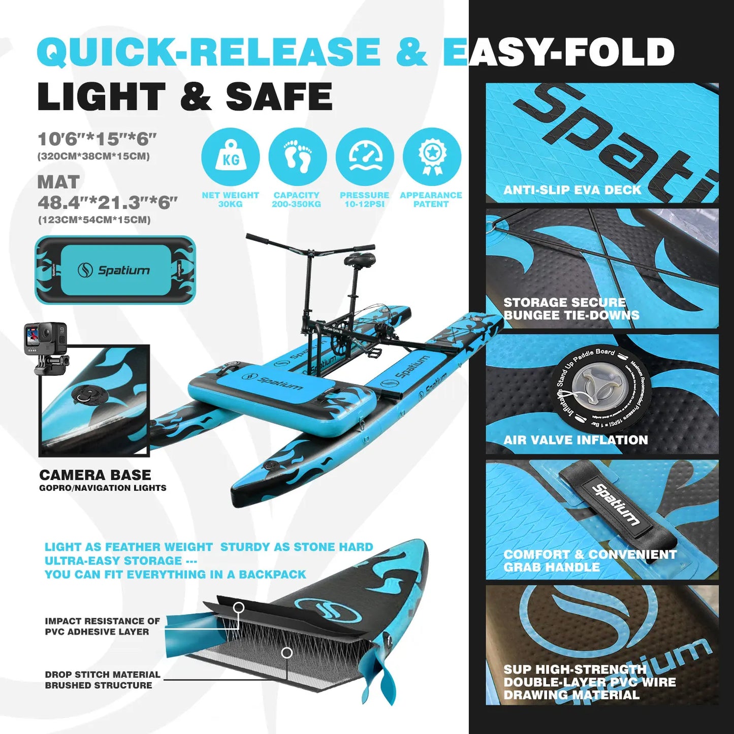 Spatium Water Bike 2.0 Inflatable Pedal Boat Kayak Lake
