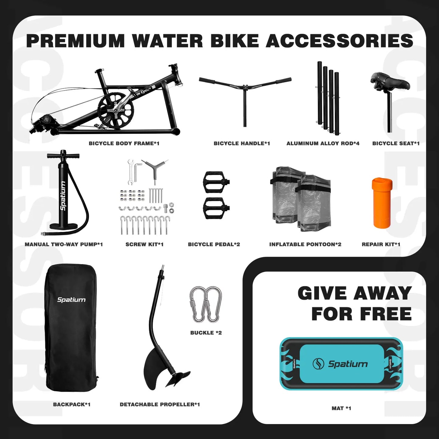 Spatium Water Bike 2.0 Inflatable Pedal Boat Kayak Lake