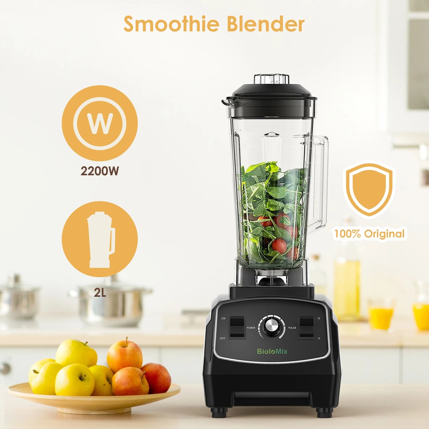 Biolomix BPA Free 3HP 2200W Heavy Duty Commercial Blender
