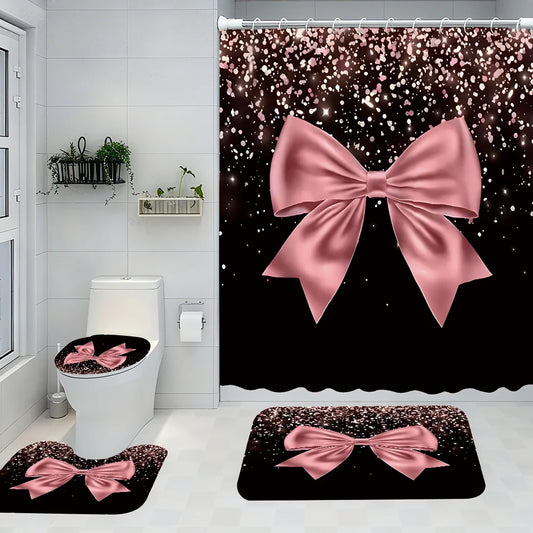 Avant Garde Waterproof Shower Curtain Four Piece Bath Set