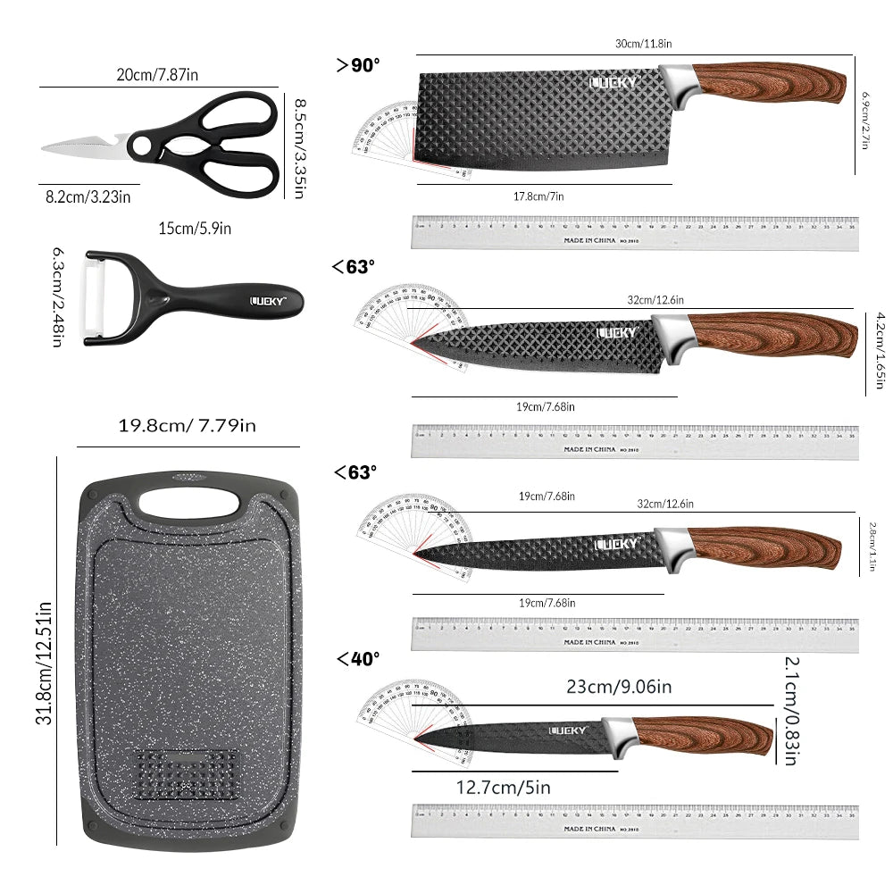 MDHAND 6 Piece Kitchen Knife Set Stainless Steel With Non Slip Handle