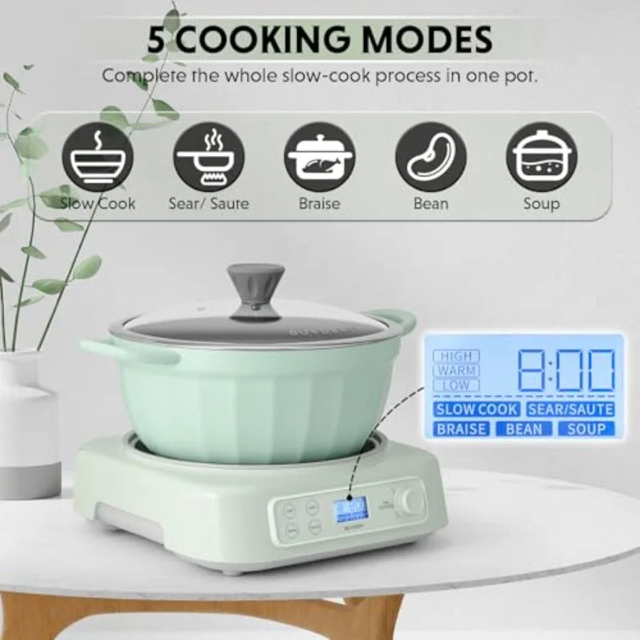 Abay 5 In 1 Slow Cooker With Removable Nonstick Stockpot