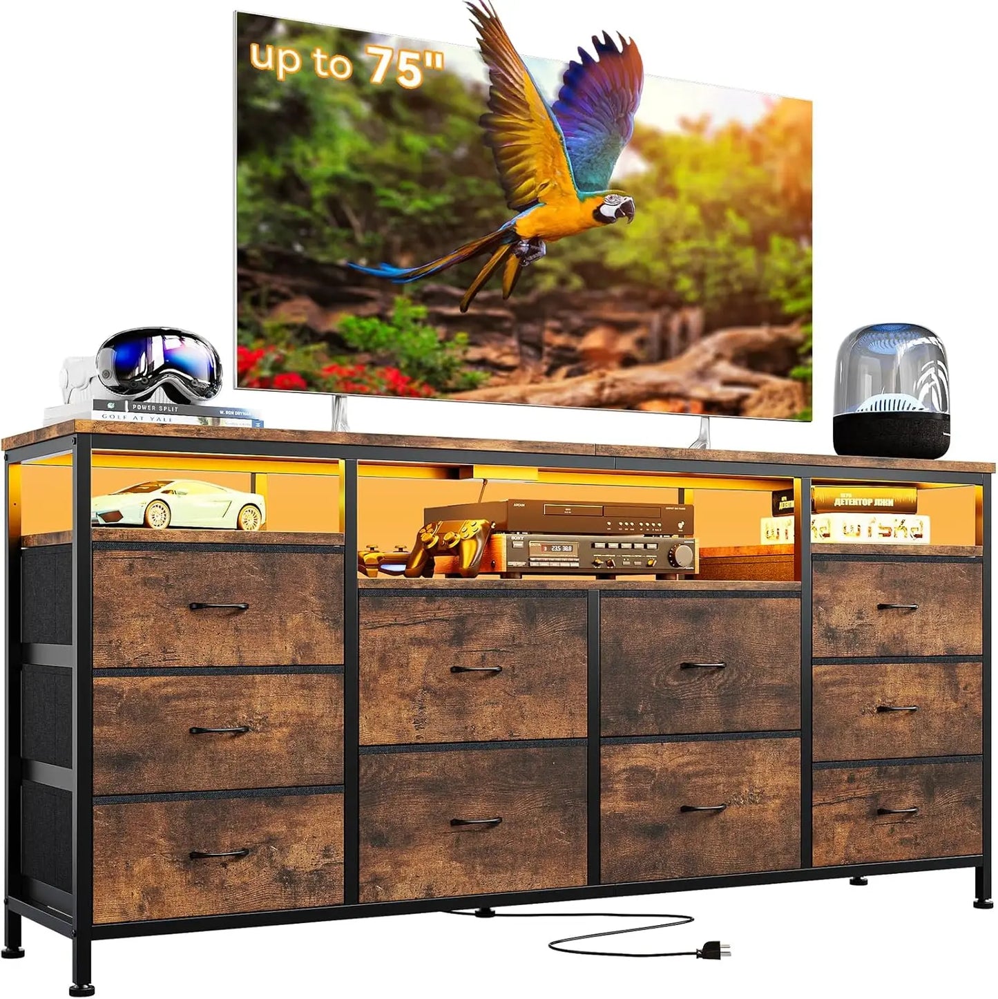 Studyset 10 Drawer Dresser TV Stand Entertainment Center