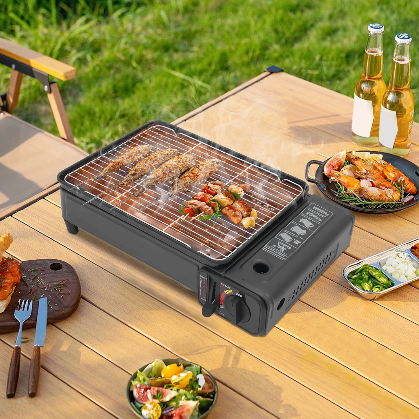 Portable Gas Barbecue Stove For Outdoors With Carrying Case