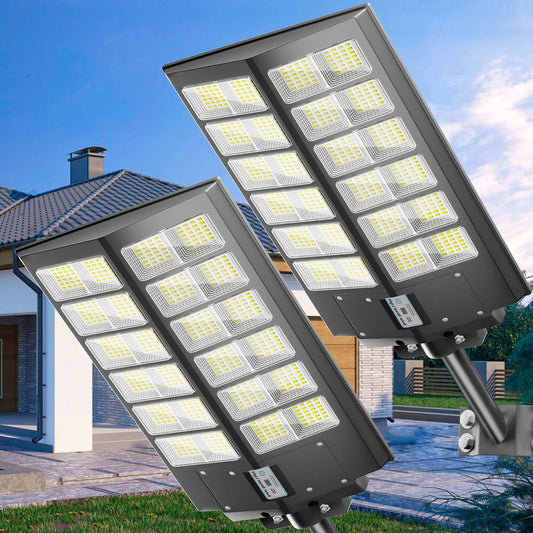 2 Pack 5000W Solar Street Lights Outdoor Motion Sensor Remote