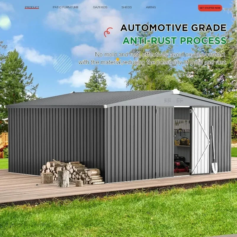 Outdoor Metal Storage Shed With Lockable Doors Steel Yard Shed