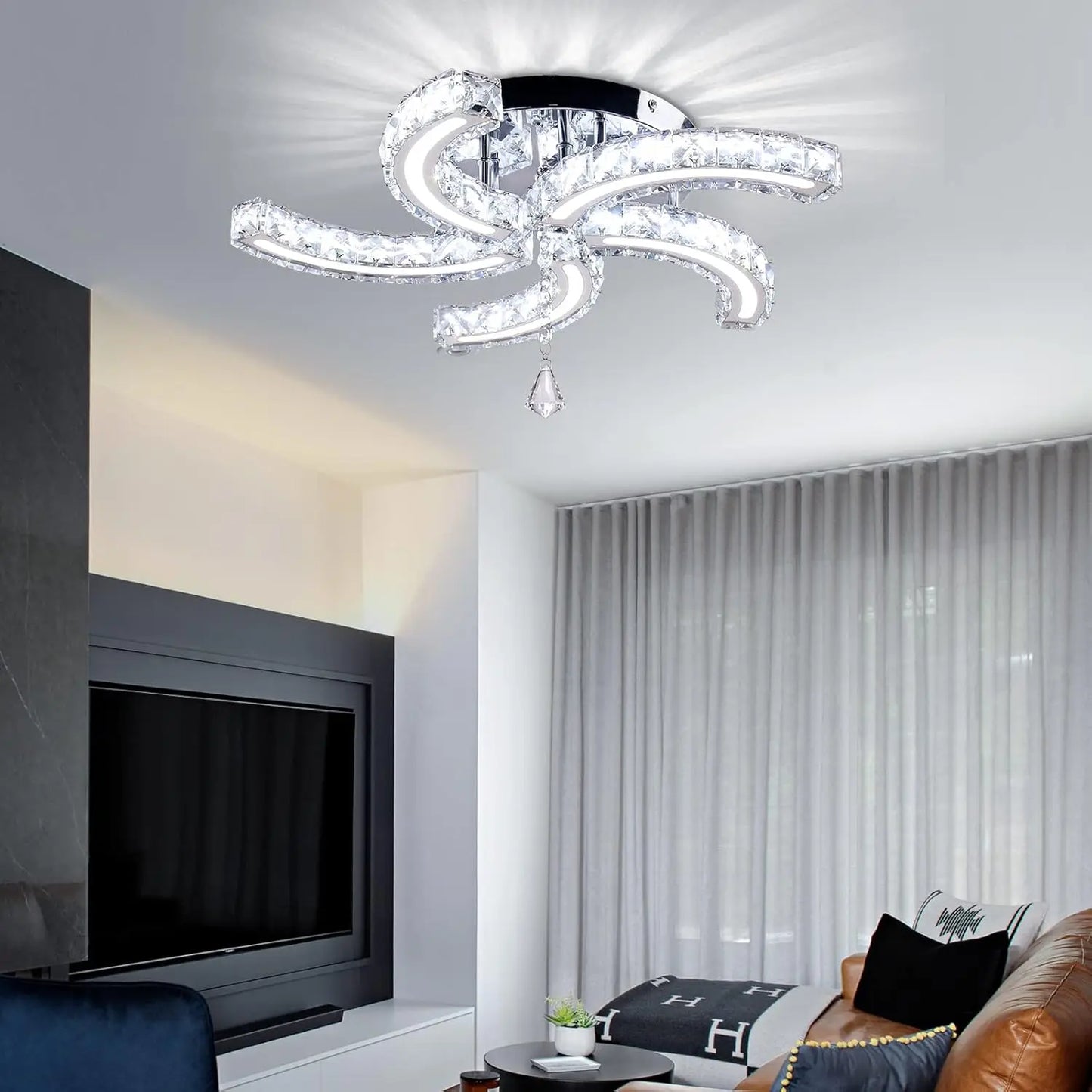 FRIXCHUR Modern Crystal Chandeliers Ceiling Light Fixture