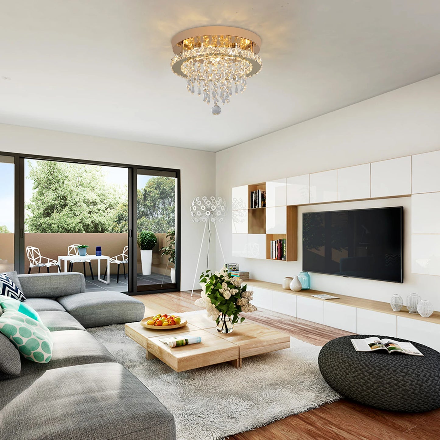 VETRULUS Luxury Crystal Chandelier Modern LED Ceiling Light