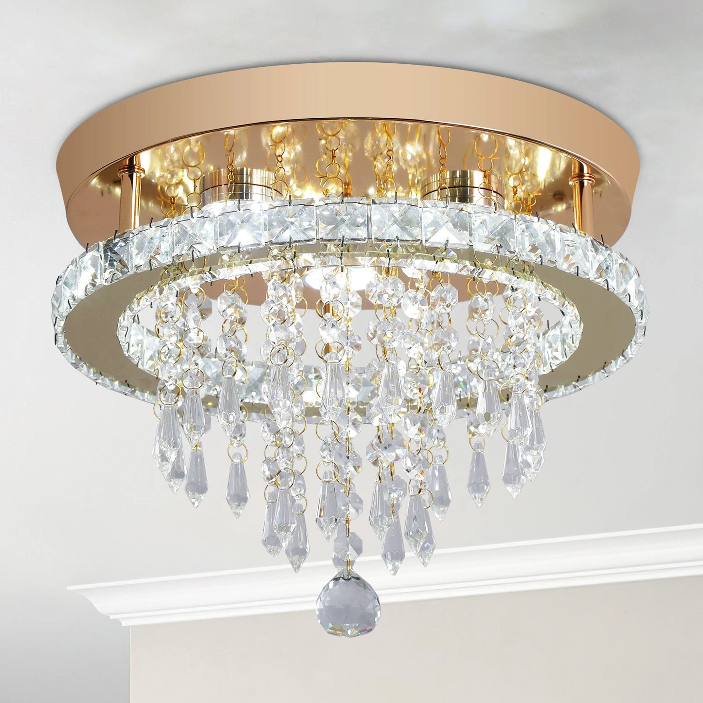 VETRULUS Luxury Crystal Chandelier Modern LED Ceiling Light