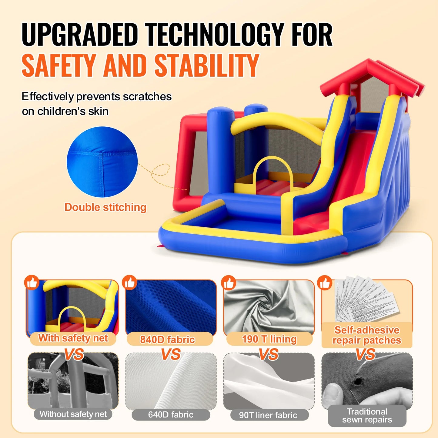 SucceBuy Inflatable Bounce House For Kids 3 To 8 Outdoor Play