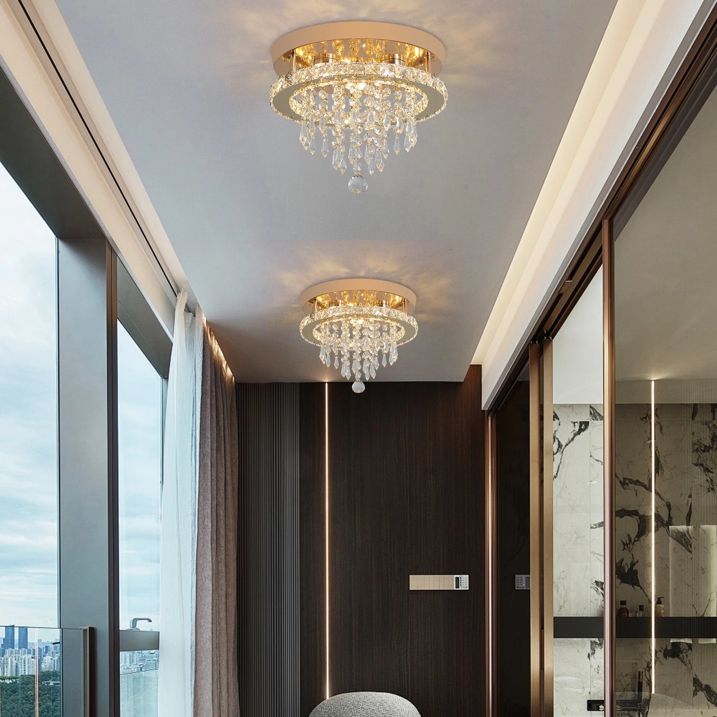 VETRULUS Luxury Crystal Chandelier Modern LED Ceiling Light