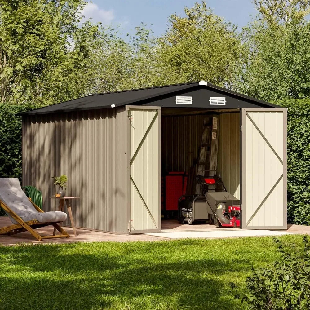 Metal Outdoor Storage Shed With Lockable Doors For Garden Tools