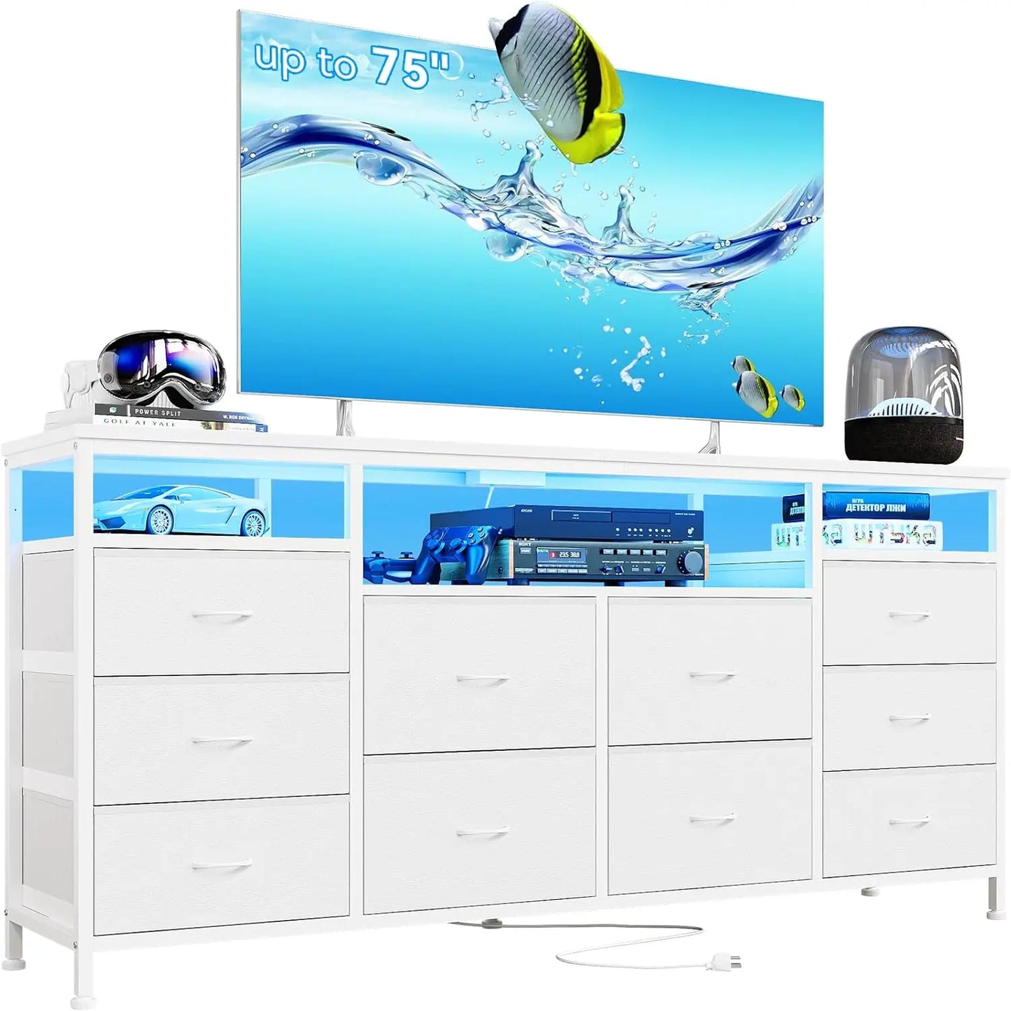 Studyset 10 Drawer Dresser TV Stand Entertainment Center