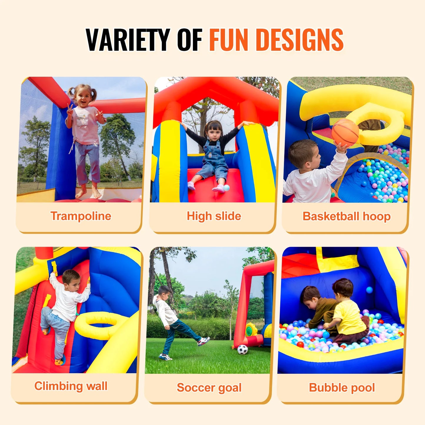 SucceBuy Inflatable Bounce House For Kids 3 To 8 Outdoor Play