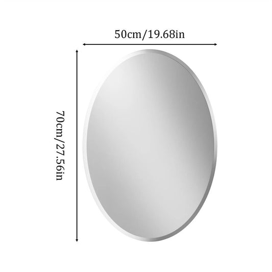 BORWART Frameless Oval Vanity Mirror With Beveled Silver Edge