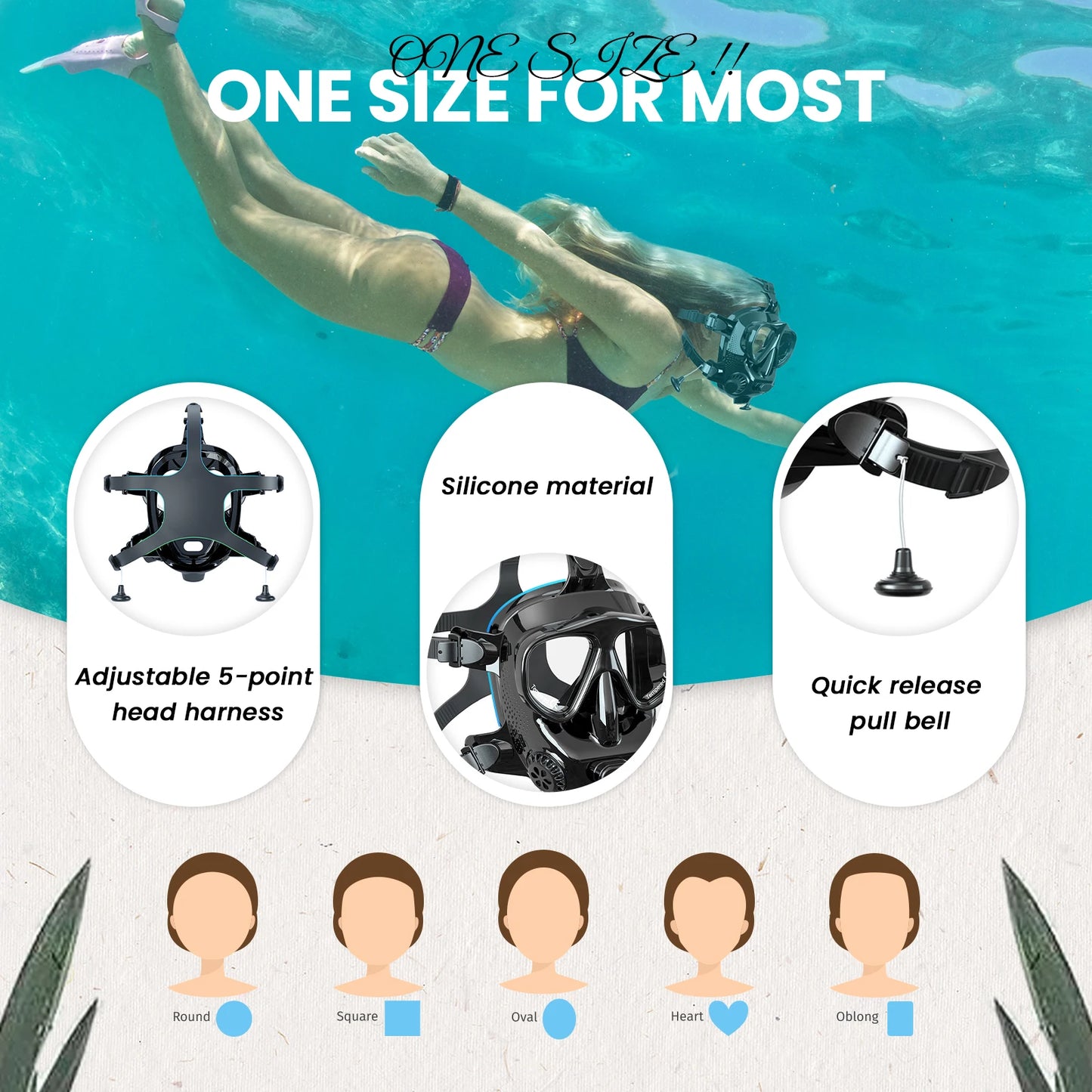 TUDIVING Full Face Diving Mask With Camera Mount Snorkel