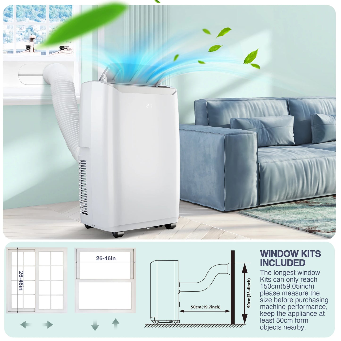 JustSmart 12000 BTU Portable Air Conditioner 3 In 1 Modes