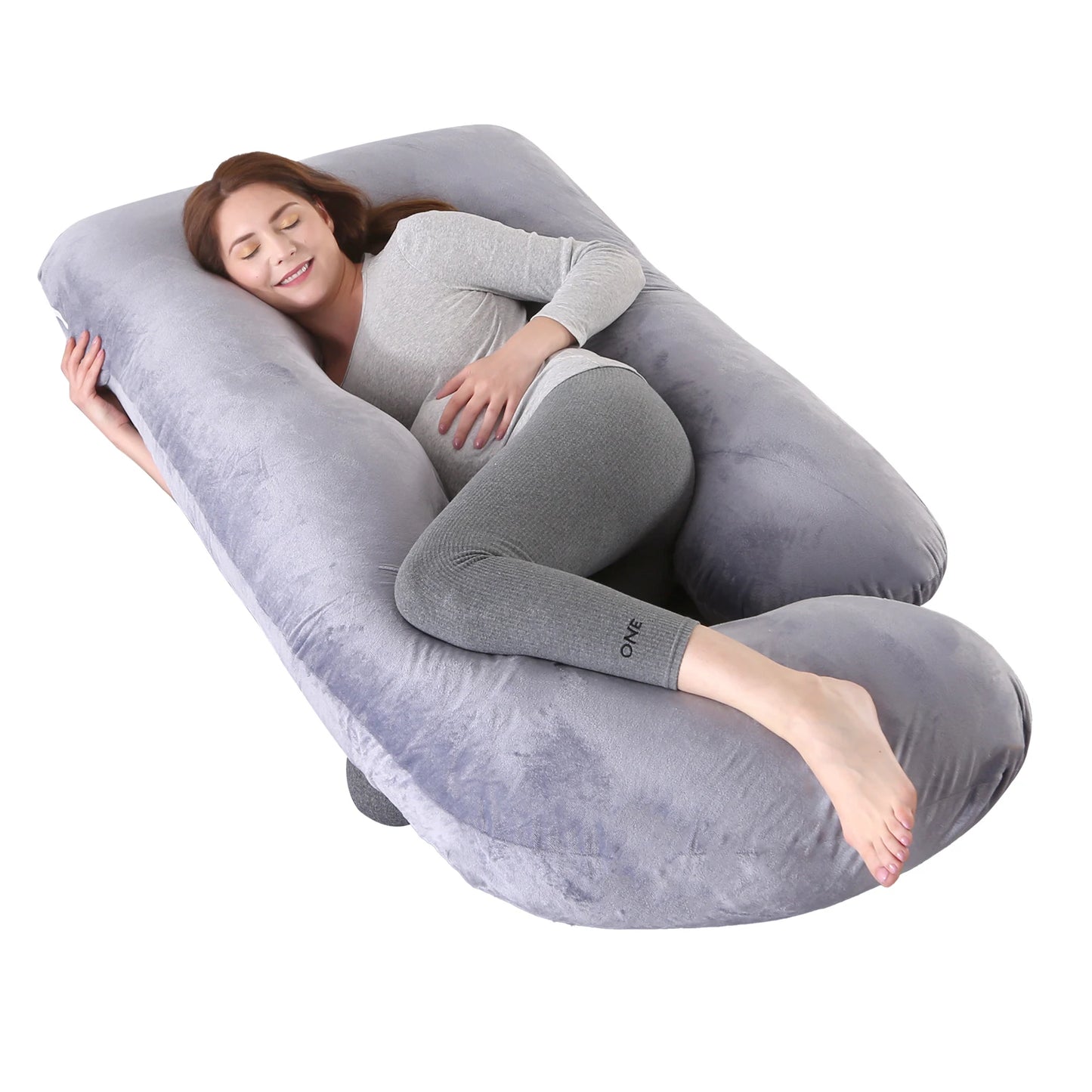 NONECN G Shaped Full Body Pregnancy Pillow With Removable Cover