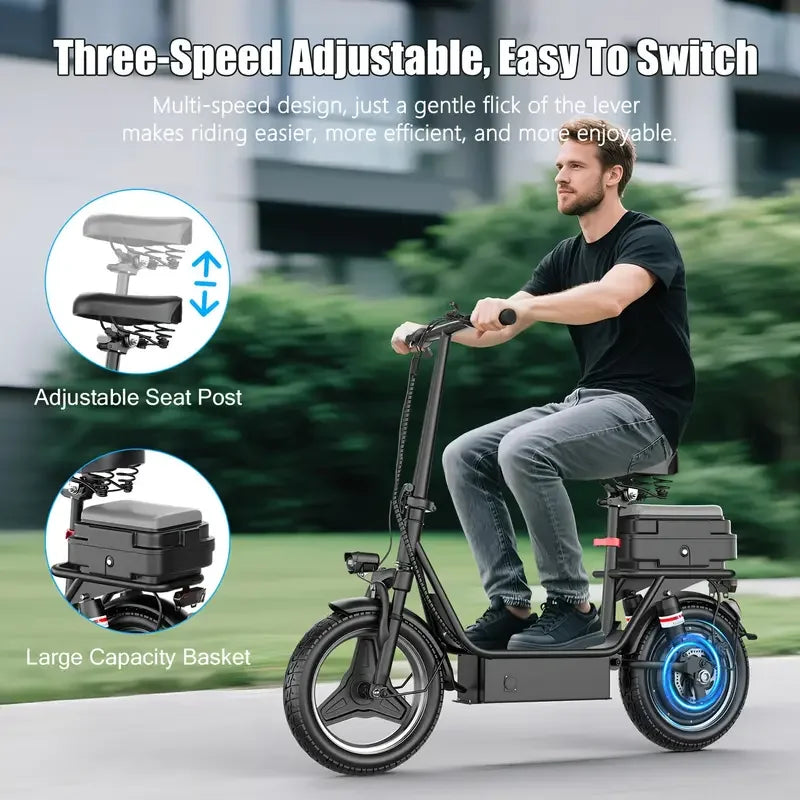 Folding Electric Scooter K11 With Trunk 650W Peak Motor