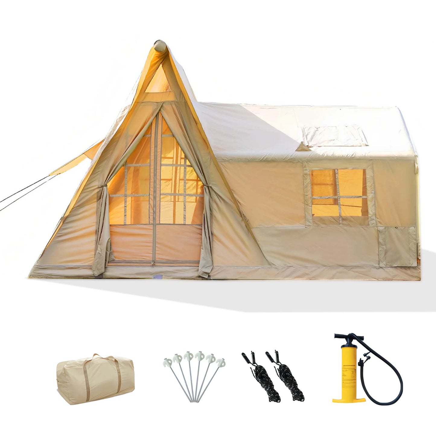 Inflatable Camping Tent With TPU Skylight Mesh Windows And Pump