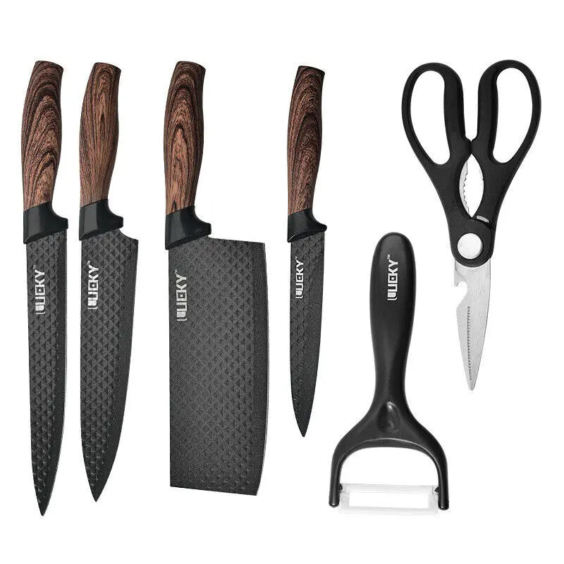 MDHAND 6 Piece Kitchen Knife Set Stainless Steel With Non Slip Handle