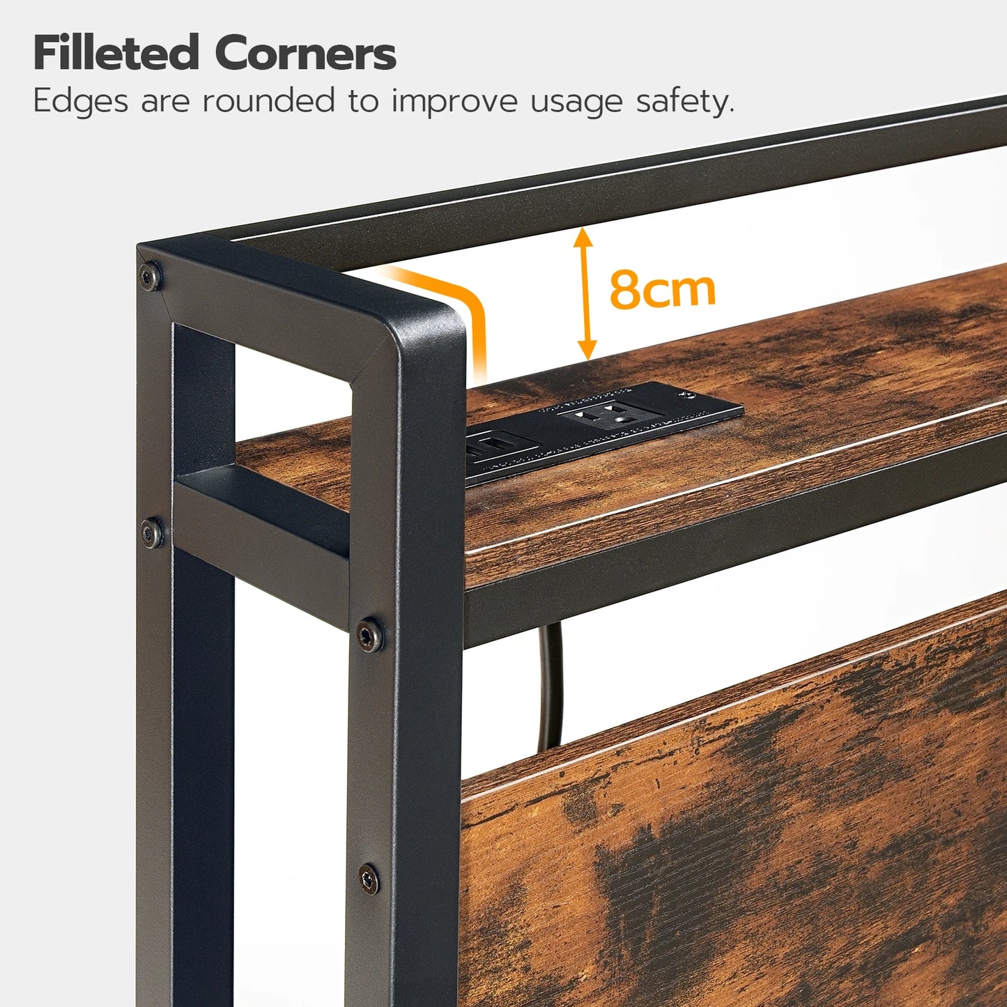 Headboard With Two Outlets And Four USB Ports Adjustable Height