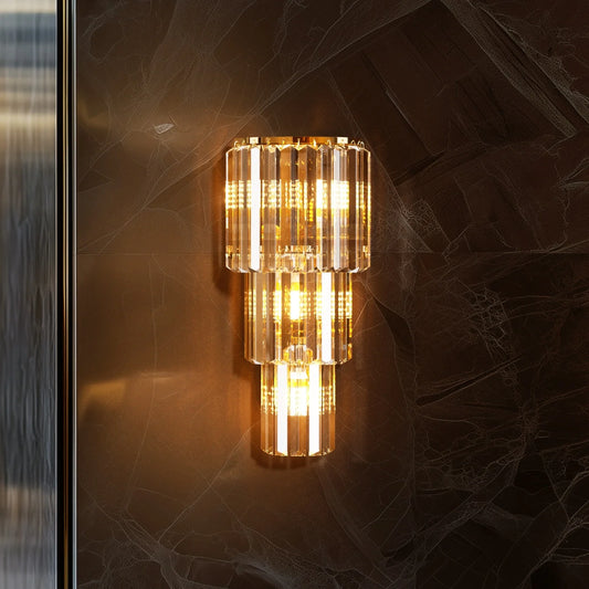 Three Layer Crystal Wall Lamp With E14 LED Bulbs Included
